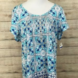 Charter Club Printed Top with Metallic Detail